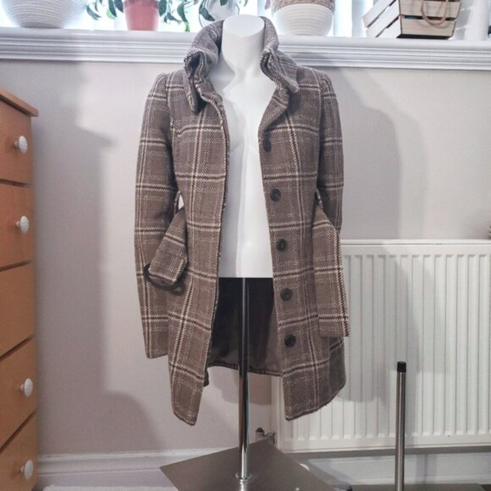 SOLD- COSTA BLANCA-  Plaid Peacoat- Size 4 (Wool Blend)